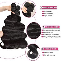 Menalue Human Hair Bundles With Closure 100 Brazilian Virgin Body Wave Bundles With Closure 10A Remy Bundles Human Hair With Cl