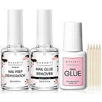 Makartt Nail Dehydrator 10Ml Nail Glue 7Ml And Nail Glue Remover 10Ml Set Acid Free Primer Glue And Debonder All In One Supplie