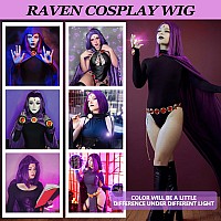 Gt Wig Dark Purple Bob Wig For Womens Costume Superhero Purple Anime Wig With Ruby For Womens Halloween Cosplay Party