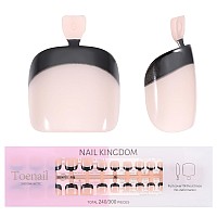 French Tips Gel X Nail Tips 240Pcs Glossy Blacknatural White French Press On Toe Nail Preapplied With A Tip Primer And Base C