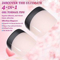 French Tips Gel X Nail Tips 240Pcs Glossy Blacknatural White French Press On Toe Nail Preapplied With A Tip Primer And Base C