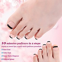 French Tips Gel X Nail Tips 240Pcs Glossy Blacknatural White French Press On Toe Nail Preapplied With A Tip Primer And Base C