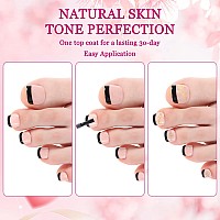 French Tips Gel X Nail Tips 240Pcs Glossy Blacknatural White French Press On Toe Nail Preapplied With A Tip Primer And Base C