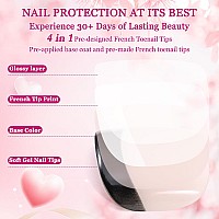 French Tips Gel X Nail Tips 240Pcs Glossy Blacknatural White French Press On Toe Nail Preapplied With A Tip Primer And Base C