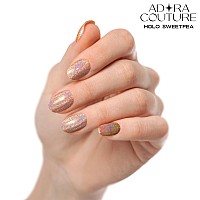 Adora Couture Semi Cured Gel Nail Strips 20Pcs Glossy Holographic Silver Stickon Gel Nail Sticker Glaze Nail Strips Gel N