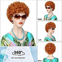 Gt Wig Red Orange Curly Wig For Costume Landlady Heat Resistant Ginger Wig For Women Cospaly Halloween Party Wig Glasses T