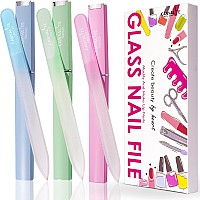 Canvalite Glass Nail File Set For Natural Nails Double Sided 180320 Grit Crystal Nail Files With Case Glass Fingernail File Sto