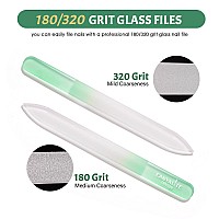 Canvalite Glass Nail File Set For Natural Nails Double Sided 180320 Grit Crystal Nail Files With Case Glass Fingernail File Sto