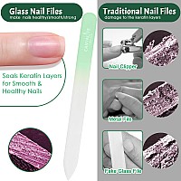 Canvalite Glass Nail File Set For Natural Nails Double Sided 180320 Grit Crystal Nail Files With Case Glass Fingernail File Sto