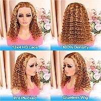 Huiwanyan Highlight Ombre Deep Wave Lace Front Wigs Human Hair Pre Plucked 13X4 Honey Blonde Hd Lace Front Wigs Human Hair For B