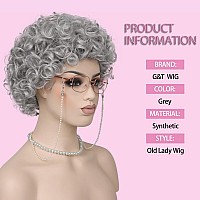 Gt Wig Old Lady Costume Wig For 100 Days Of School Short Grey Curly Grandma Wig Sliver Granny Wig For Old Womens Cosplay Party