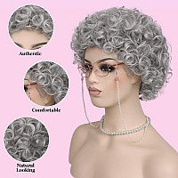 Gt Wig Old Lady Costume Wig For 100 Days Of School Short Grey Curly Grandma Wig Sliver Granny Wig For Old Womens Cosplay Party