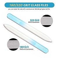 Canvalite Glass Nail File For Natural Nails Double Sided 180320 Grit Crystal Nail Files With Case Glass Fingernail File Stockin