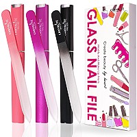 Canvalite Glass Nail File Set For Natural Nails Double Sided 180320 Grit Crystal Nail Files With Case Glass Fingernail File Sto