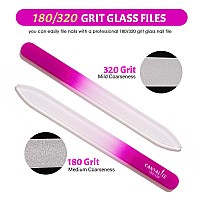 Canvalite Glass Nail File Set For Natural Nails Double Sided 180320 Grit Crystal Nail Files With Case Glass Fingernail File Sto