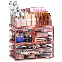 Cq Acrylic 3 Pack Hair Accessory Organizer For Girl Large Capacity Stackable Makeup Organizer With 8 Drawers Dorm Decorations Fo