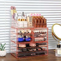 Cq Acrylic 3 Pack Hair Accessory Organizer For Girl Large Capacity Stackable Makeup Organizer With 8 Drawers Dorm Decorations Fo