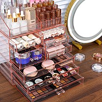 Cq Acrylic 3 Pack Hair Accessory Organizer For Girl Large Capacity Stackable Makeup Organizer With 8 Drawers Dorm Decorations Fo