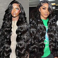 Piogh 30 Inch 13X6 Body Wave Lace Front Wigs Human Hair Pre Plucked Glueless Wigs Human Hair 180 Density Brazilian Virgin Body