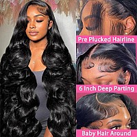 Piogh 30 Inch 13X6 Body Wave Lace Front Wigs Human Hair Pre Plucked Glueless Wigs Human Hair 180 Density Brazilian Virgin Body