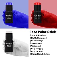 Bobisuka Red White Blue Face Paint Stick Kit Eye Black Sticks For Football Baseball Softball Lacrosse Americanflag Body Paint