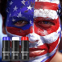 Bobisuka Red White Blue Face Paint Stick Kit Eye Black Sticks For Football Baseball Softball Lacrosse Americanflag Body Paint