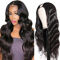 Tahikie U Part Human Hair Wig Body Wave 180 Density U Part Wig Brazilian Virgin Human Hair Wig For Black Women 10A Full Head Cl