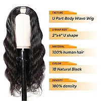 Tahikie U Part Human Hair Wig Body Wave 180 Density U Part Wig Brazilian Virgin Human Hair Wig For Black Women 10A Full Head Cl