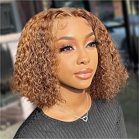 Hiriremy Ombre Highlight Curly Bob Wigs Human Hair Pre Plucked Wear And Go Glueless Deep Wave 13X4 Hd Honey Blonde Highlight Lac