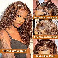 Hiriremy Ombre Highlight Curly Bob Wigs Human Hair Pre Plucked Wear And Go Glueless Deep Wave 13X4 Hd Honey Blonde Highlight Lac