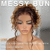 Lovsoul 13X6 Omber Brown To Blonde Hd Glueless Curly Lace Frontal Wigs Preplucked Deep Wave Lace Front Wig Similar Human Hair