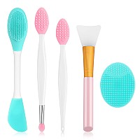 Silicone Face Scrubber 2Pcs Exfoliating Lip Brush 1Pcs Cleansing Brush2Pcs Face Mask Brush Exfoliator Blackhead Skin Care Too