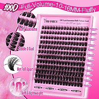 Yawamica Fluffy Cluster Eyelash Extensions 1016Mm Wispy Lash Clusters Thick 100D Volume Individual Lashes D Curl Eyelash Cluste