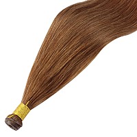 Full Shine Auburn Genius Weft Hair Extensions 18 Inch 80G Hand Tied Weft Human Hair Extensions For Women Straight Hair Weft Exte