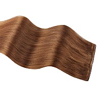 Full Shine Auburn Genius Weft Hair Extensions 18 Inch 80G Hand Tied Weft Human Hair Extensions For Women Straight Hair Weft Exte