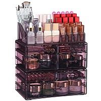 Cq Acrylic Purple Desk Organizer Drawer For Vanity Large Capacity Makeup And Skincare Organizer With 7 Drawers For Cosmetics L