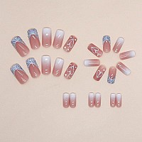 Curvlife Medium Length Press On Nails Acrylic Fake Nails With Design Coffin Artificial Full Cover False Nails For Women Reusable