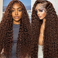 Showme 180 Density Chocolate Brown Lace Front Wigs Human Hair Glueless Hd Frontal Wigs Human Hair Pre Plucked 13X4 Ombre Deep W