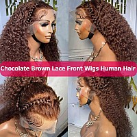 Showme 180 Density Chocolate Brown Lace Front Wigs Human Hair Glueless Hd Frontal Wigs Human Hair Pre Plucked 13X4 Ombre Deep W