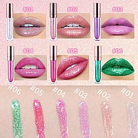 Gecomo Colorful Explosive Pearlescent Lip Gloss 3D Multifunctional Fine Glitter Chameleon Lip Gloss Polarized Diamond Makeup Ma