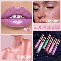 Gecomo Colorful Explosive Pearlescent Lip Gloss 3D Multifunctional Fine Glitter Chameleon Lip Gloss Polarized Diamond Makeup Ma