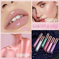 Gecomo Colorful Explosive Pearlescent Lip Gloss 3D Multifunctional Fine Glitter Chameleon Lip Gloss Polarized Diamond Makeup Ma