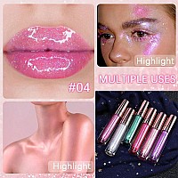 Gecomo Colorful Explosive Pearlescent Lip Gloss 3D Multifunctional Fine Glitter Chameleon Lip Gloss Polarized Diamond Makeup Mag