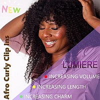 Lumiere Clip In Hair Extensions 4B 4C Afro Curly Clip Ins Full Head Seamless Clip In Hair Extensions Black Women 120Gset 8 Pcs