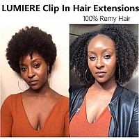 Lumiere Clip In Hair Extensions 4B 4C Afro Curly Clip Ins Full Head Seamless Clip In Hair Extensions Black Women 120Gset 8 Pcs