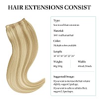 Doores Sew In Hair Extensions Real Human Hair For Women 14 Inch 80G Drity Blonde Highlight Golden Blonde Natural Hair Extensio