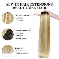 Doores Weft Hair Extensions Human Hair 14 Inch 80G Light Ash Brown To Light Blonde Highlighted Golden Blonde Brazilian Bundles