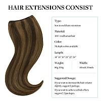 Doores Sew In Real Hair Extensions For Women 18 Inch 100G Balayage Light Brown To Light Chocolate Brown And Light Chestnut Brow