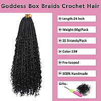 Cookoo 24 Inch Goddess Box Braids Crochet Hair For Black Women 8 Pack Bohemian Hippie Box Braids Prelooped Crochet Hair With Cu