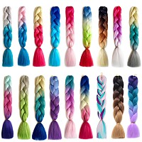 Ding Dian Blue And White And Green And Pink Jumbo Braiding Hair 24 Inch Ombre Braiding Hair 3Packs Soft Synthetic Colorful Braid